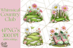 Whimsical Country Club Golf Clipart Argyle PNG Product Image 1