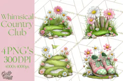 Whimsical Country Club Golf Clipart Argyle PNG Product Image 1