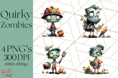 Cute Halloween Zombie Clipart PNG Product Image 1