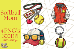 Softball Mom PNG, Softball Clipart, Softball Mama Designs Product Image 1