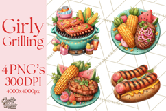 Girls Back Yard Barbecue Girly Grilling BBQ Clipart Product Image 1