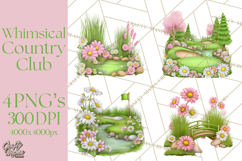 Whimsical Country Club Golf Clipart Argyle PNG Product Image 1