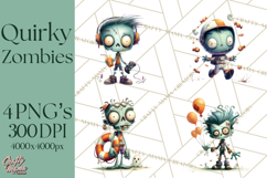 Cute Halloween Zombie Clipart PNG Product Image 1