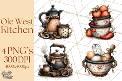Western Cowboy Kitchen Decor Clipart, Rustic Ranch Png Product Image 1