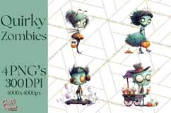 Cute Halloween Zombie Clipart PNG Product Image 1