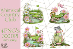 Whimsical Country Club Golf Clipart Argyle PNG Product Image 1
