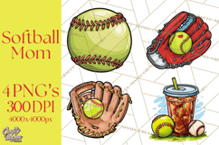 Softball Mom PNG, Softball Clipart, Softball Mama Designs Product Image 1