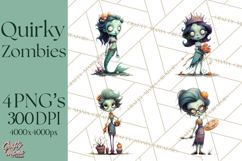 Cute Halloween Zombie Clipart PNG Product Image 1