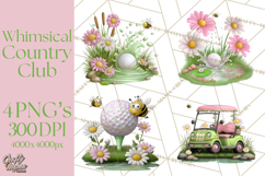 Whimsical Country Club Golf Clipart Argyle PNG Product Image 1