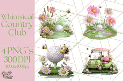 Whimsical Country Club Golf Clipart Argyle PNG Product Image 1