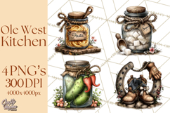 Western Cowboy Kitchen Decor Clipart, Rustic Ranch Png Product Image 1