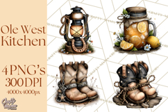 Western Cowboy Kitchen Decor Clipart, Rustic Ranch Png Product Image 1
