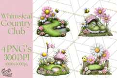 Whimsical Country Club Golf Clipart Argyle PNG Product Image 1