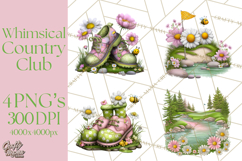 Whimsical Country Club Golf Clipart Argyle PNG Product Image 1