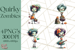 Cute Halloween Zombie Clipart PNG Product Image 1