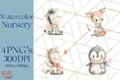 Whimsical Watercolor Woodland Animal Clipart PNG Product Image 1
