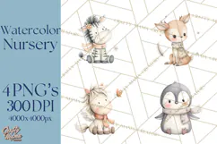 Whimsical Watercolor Woodland Animal Clipart PNG Product Image 1