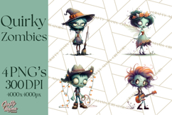 Cute Halloween Zombie Clipart PNG Product Image 1