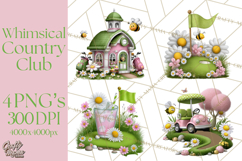 Whimsical Country Club Golf Clipart Argyle PNG Product Image 1