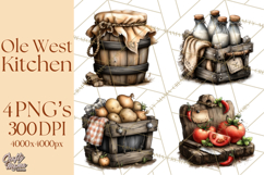 Western Cowboy Kitchen Decor Clipart, Rustic Ranch Png Product Image 1
