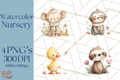 Whimsical Watercolor Woodland Animal Clipart PNG Product Image 1