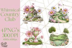 Whimsical Country Club Golf Clipart Argyle PNG Product Image 1