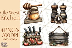 Western Cowboy Kitchen Decor Clipart, Rustic Ranch Png Product Image 1