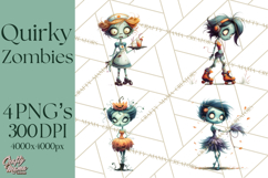 Cute Halloween Zombie Clipart PNG Product Image 1