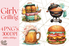 Girls Back Yard Barbecue Girly Grilling BBQ Clipart Product Image 1