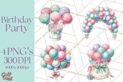 Cute Birthday Party Clipart PNG | Birthday Cake Graphics Product Image 1