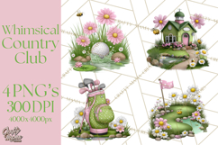 Whimsical Country Club Golf Clipart Argyle PNG Product Image 1