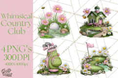 Whimsical Country Club Golf Clipart Argyle PNG Product Image 1
