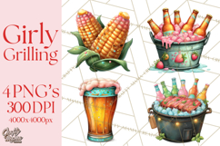 Girls Baryard Barbecue Girly Grilling BBQ Clipart Product Image 1