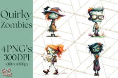 Cute Halloween Zombie Clipart PNG Product Image 1