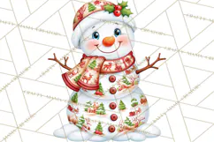 Patterned Snowman Christmas Clipart PNG Product Image 4