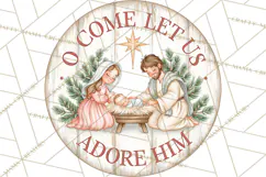 Religious Christmas Nativity Round Sign Clipart PNG Product Image 4