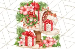 Tropical Christmas Beach Clipart PNG, Christmas Beach Decor Product Image 4