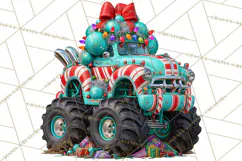 Christmas Monster Truck Clipart PNG Product Image 4