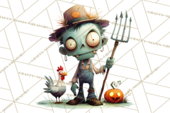 Cute Halloween Zombie Clipart PNG Product Image 3