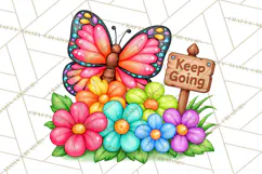 Colorful Butterfly Inspirational Clipart PNG, Floral Png Product Image 4