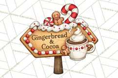 Gingerbread Christmas Signs PNG, Cute Christmas Sayings Product Image 5