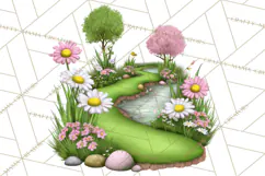 Whimsical Country Club Golf Clipart Argyle PNG Product Image 4