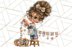Patchwork Village Clipart PNG, Quilting Seamstress Quilt Product Image 5