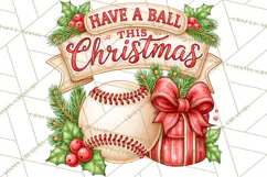 Christmas Baseball Clipart PNG Product Image 5