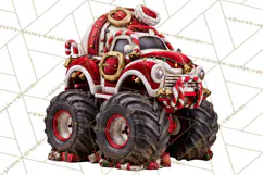 Christmas Monster Truck Clipart PNG Product Image 5