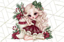Whimsical Christmas Girls PNG Clipart, Holiday Characters Product Image 5