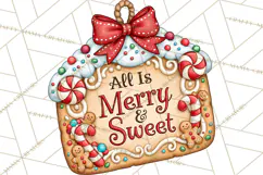Gingerbread Christmas Signs PNG, Cute Christmas Sayings Product Image 2