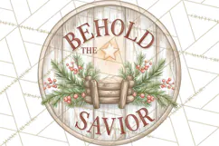 Religious Christmas Nativity Round Sign Clipart PNG Product Image 2