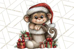 Jungle Christmas Clipart, Christmas Jungle Animals PNG Product Image 2
