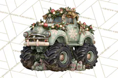 Christmas Monster Truck Clipart PNG Product Image 2